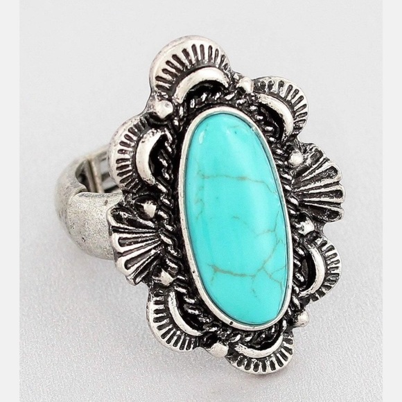 Burnished Silvertone & Turquoise - Picture 1 of 5